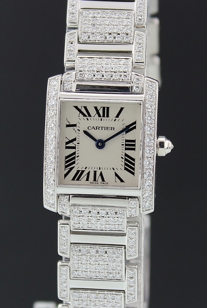 (image for) CARTIER TANK FRANCAISE LADY SIZE 18K WHITE GOLD FULL DIAMOND / 2403